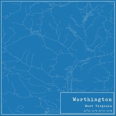 Blueprint US city map of Worthington, West Virginia.