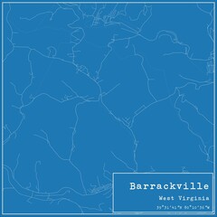 Blueprint US city map of Barrackville, West Virginia.
