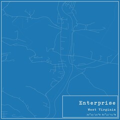 Blueprint US city map of Enterprise, West Virginia.