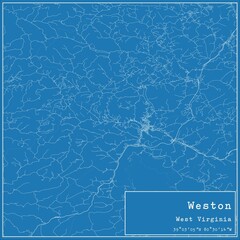 Blueprint US city map of Weston, West Virginia.