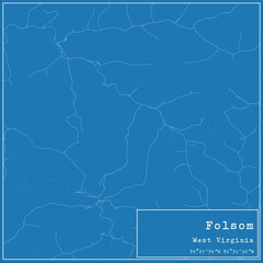 Blueprint US city map of Folsom, West Virginia.