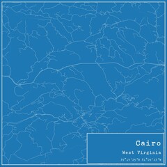 Blueprint US city map of Cairo, West Virginia.