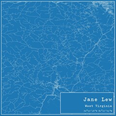 Blueprint US city map of Jane Lew, West Virginia. © Rezona