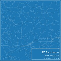 Blueprint US city map of Ellenboro, West Virginia.
