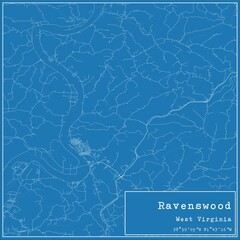 Blueprint US city map of Ravenswood, West Virginia.
