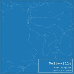 Blueprint US city map of Selbyville, West Virginia.