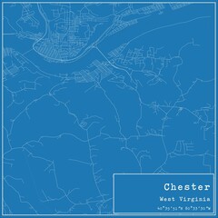 Blueprint US city map of Chester, West Virginia.