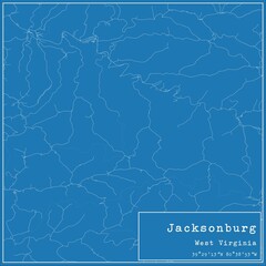 Blueprint US city map of Jacksonburg, West Virginia.