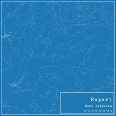 Blueprint US city map of Rupert, West Virginia.