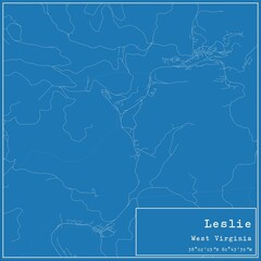 Obraz premium Blueprint US city map of Leslie, West Virginia.