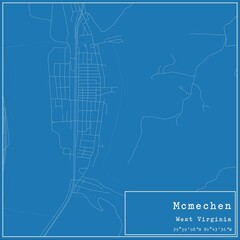 Blueprint US city map of Mcmechen, West Virginia.