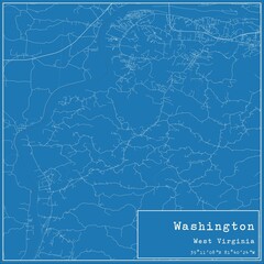 Blueprint US city map of Washington, West Virginia.