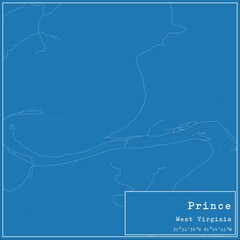 Blueprint US city map of Prince, West Virginia.