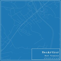 Blueprint US city map of MacArthur, West Virginia.