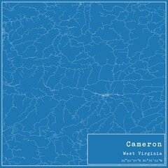 Blueprint US city map of Cameron, West Virginia.