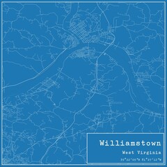 Blueprint US city map of Williamstown, West Virginia.