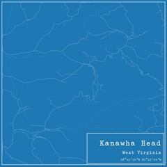 Blueprint US city map of Kanawha Head, West Virginia.