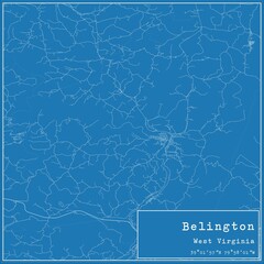 Blueprint US city map of Belington, West Virginia.