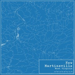 Blueprint US city map of New Martinsville, West Virginia.