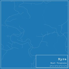 Blueprint US city map of Myra, West Virginia.
