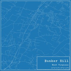 Blueprint US city map of Bunker Hill, West Virginia.