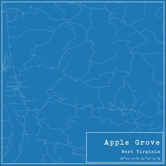Blueprint US city map of Apple Grove, West Virginia.