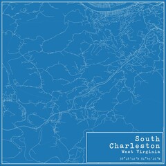 Blueprint US city map of South Charleston, West Virginia.