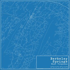 Blueprint US city map of Berkeley Springs, West Virginia.