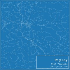 Blueprint US city map of Ripley, West Virginia.