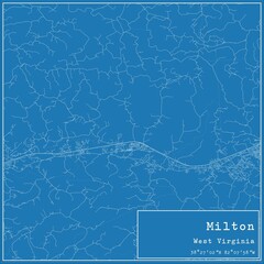 Blueprint US city map of Milton, West Virginia.