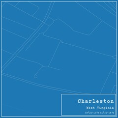 Blueprint US city map of Charleston, West Virginia.