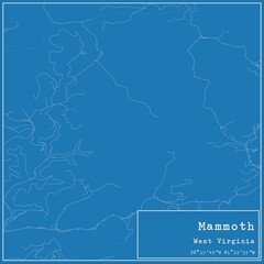 Blueprint US city map of Mammoth, West Virginia.