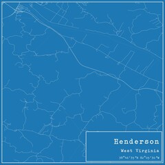 Blueprint US city map of Henderson, West Virginia.