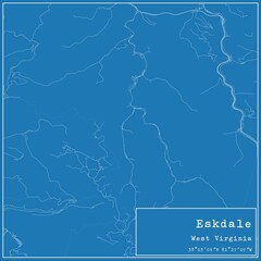 Blueprint US city map of Eskdale, West Virginia.