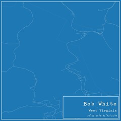 Blueprint US city map of Bob White, West Virginia.