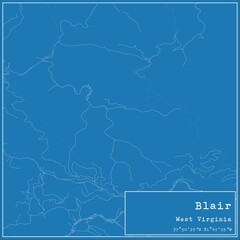 Blueprint US city map of Blair, West Virginia.