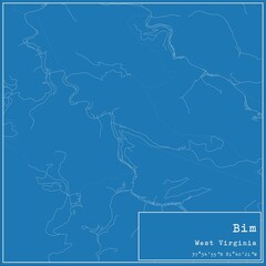 Blueprint US city map of Bim, West Virginia.