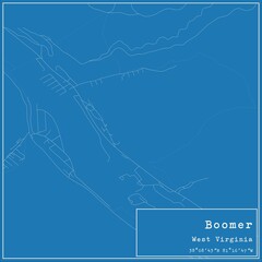 Blueprint US city map of Boomer, West Virginia.