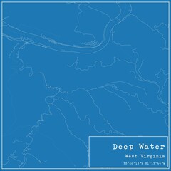 Fototapeta na wymiar Blueprint US city map of Deep Water, West Virginia.