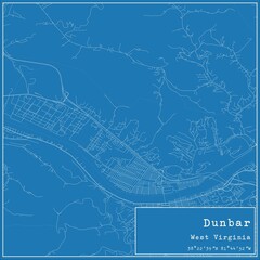 Blueprint US city map of Dunbar, West Virginia.