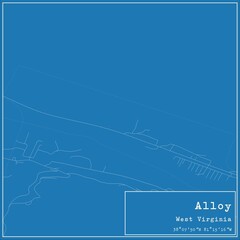 Fototapeta premium Blueprint US city map of Alloy, West Virginia.