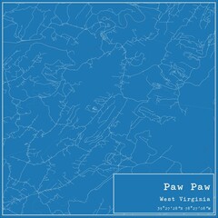 Blueprint US city map of Paw Paw, West Virginia.