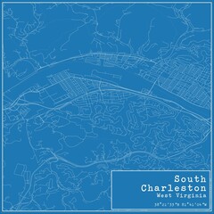 Fototapeta premium Blueprint US city map of South Charleston, West Virginia.