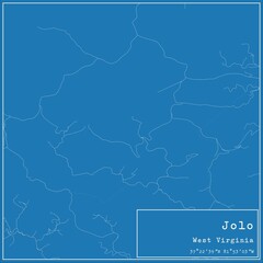 Blueprint US city map of Jolo, West Virginia.