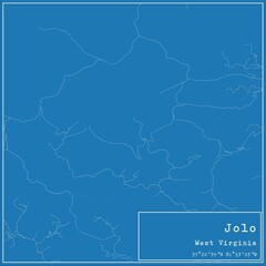 Fototapeta premium Blueprint US city map of Jolo, West Virginia.
