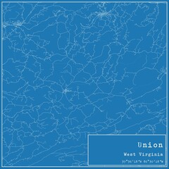 Blueprint US city map of Union, West Virginia.
