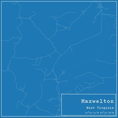 Obraz premium Blueprint US city map of Maxwelton, West Virginia.