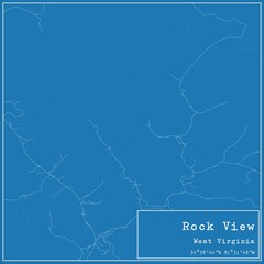 Blueprint US city map of Rock View, West Virginia.