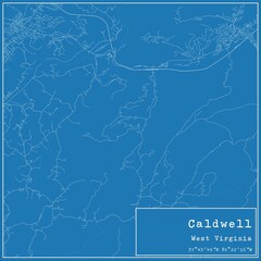 Blueprint US city map of Caldwell, West Virginia.
