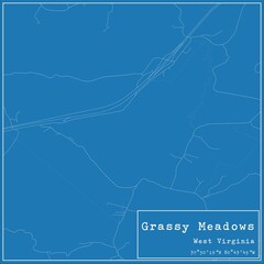 Blueprint US city map of Grassy Meadows, West Virginia.